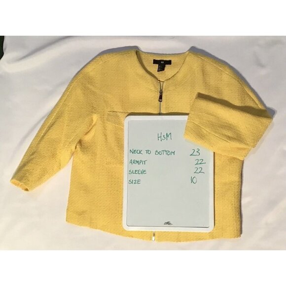 H&M. Size 10‎ Yellow Short Jacket Zippered Front Double Breasted Pockets Vintage - Picture 5 of 5